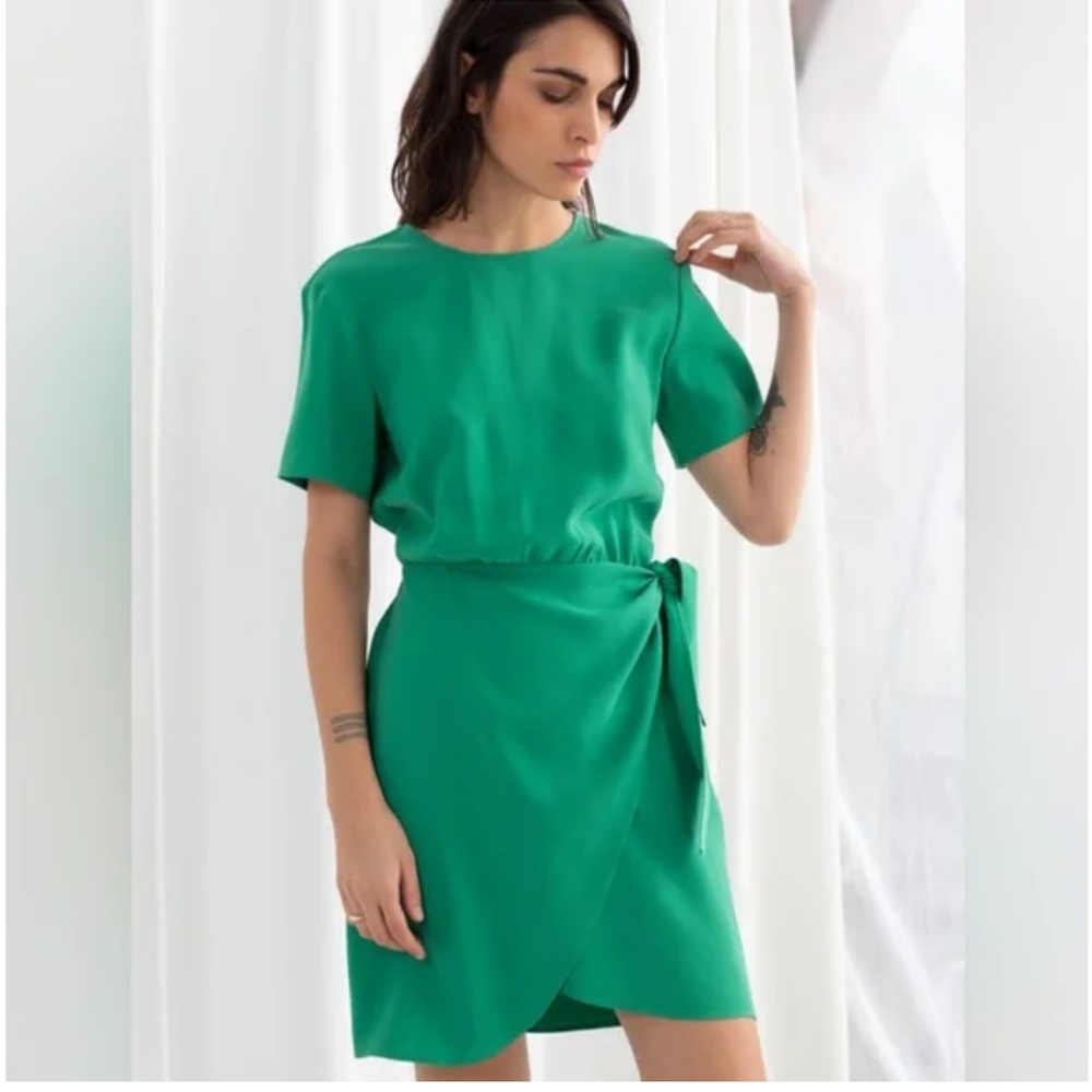 & OTHER STORIES Tie Up Mini Wrap Dress